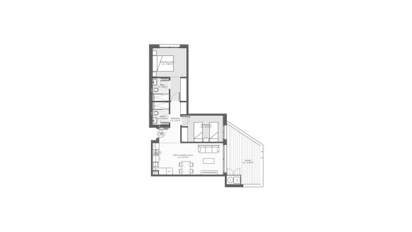 Apartment floor plan, 2 bedrooms in Residencial Moma II No. 7 (2D)